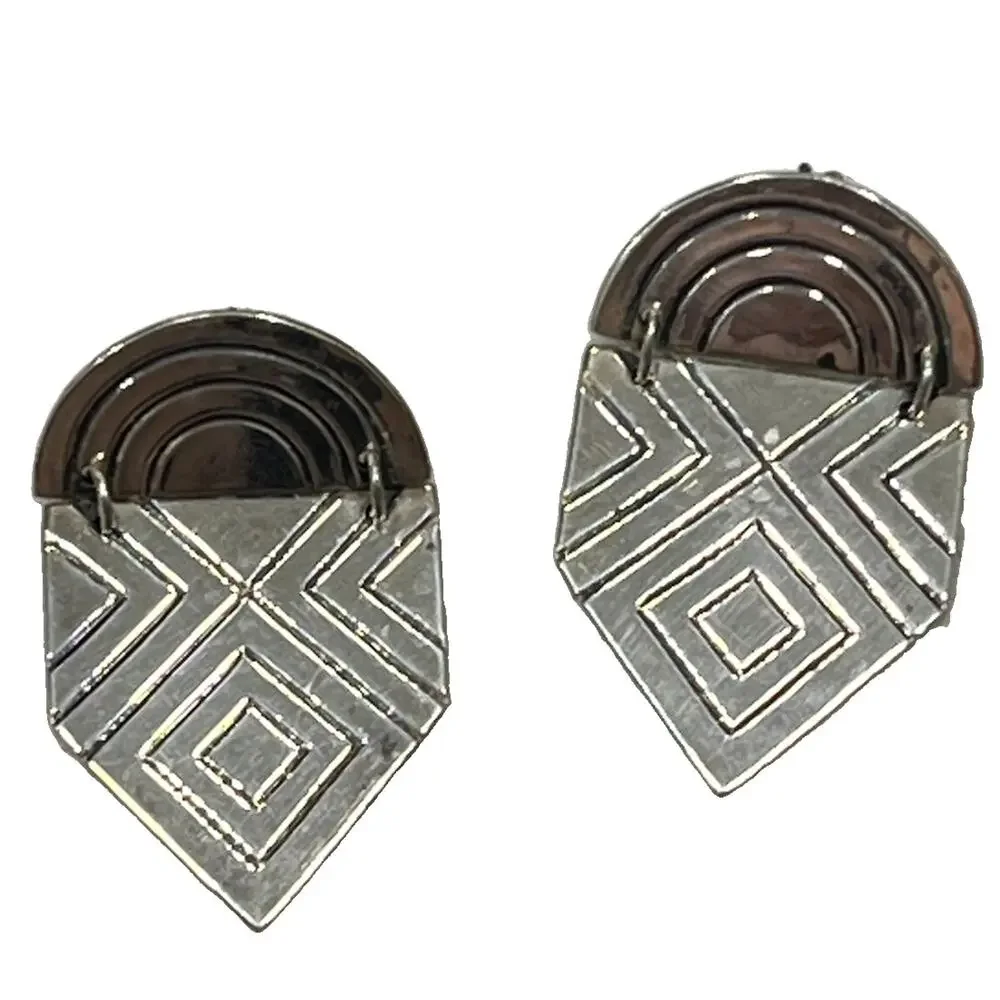 James Avery Mycenaean Swirl Sterling Silver Hinged Modernist Earrings